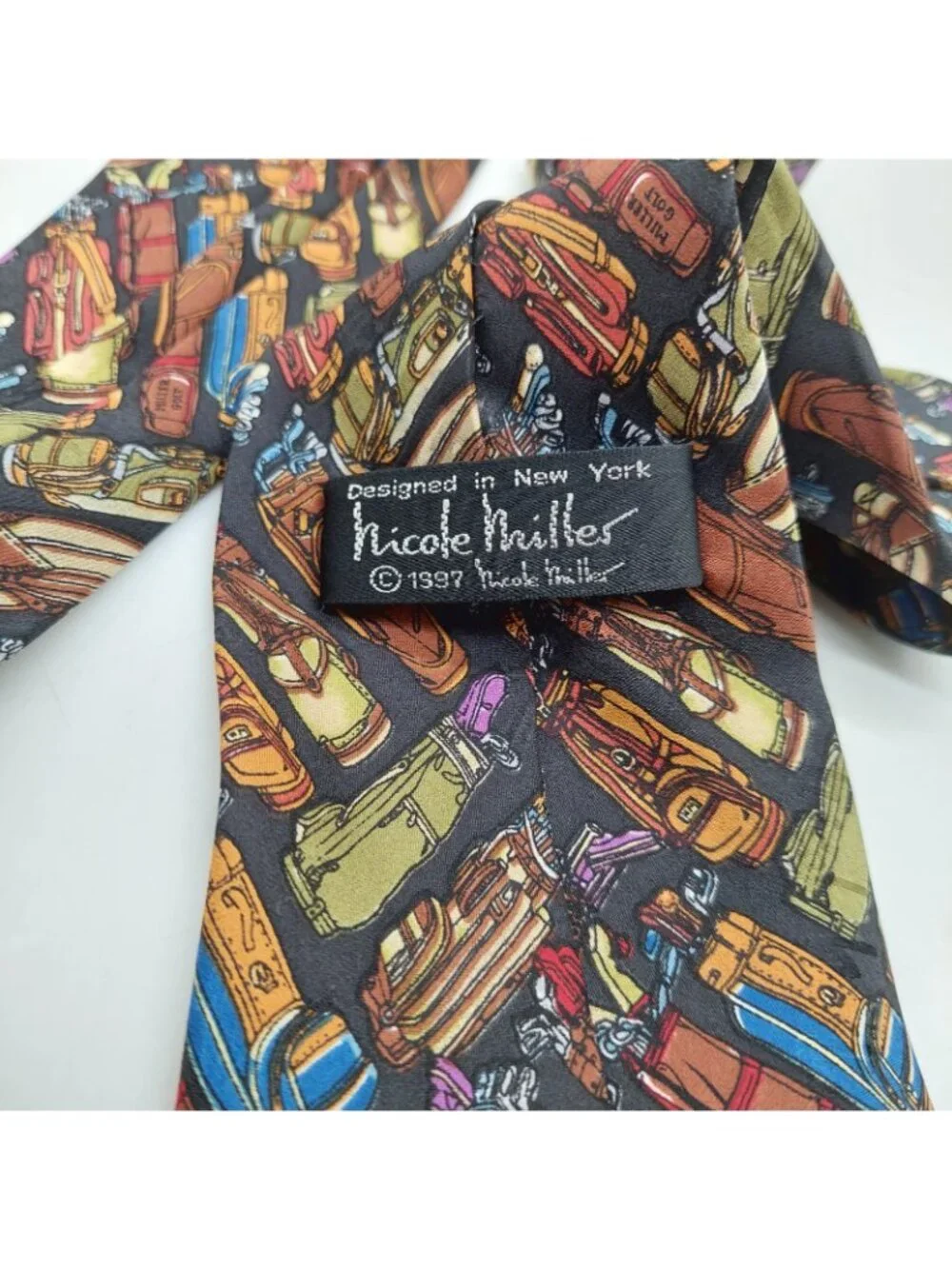 Nicole Miller Tie Golfing Golf Bag 1997 Silk Necktie 57 x 4 in
